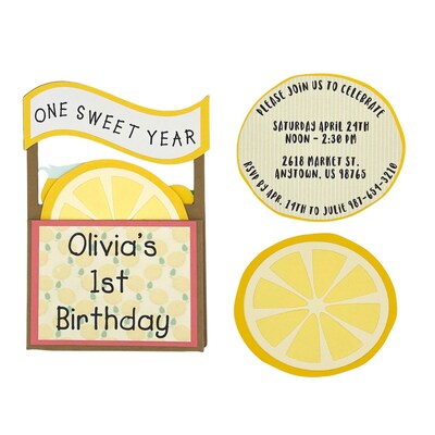 One Sweet Year First Birthday Invitation , Lemonade Birthday Invitation - image4